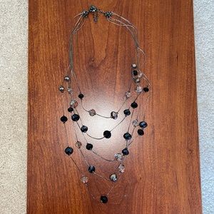 Ali Khan New York Black/Silver Tiered Necklace!
